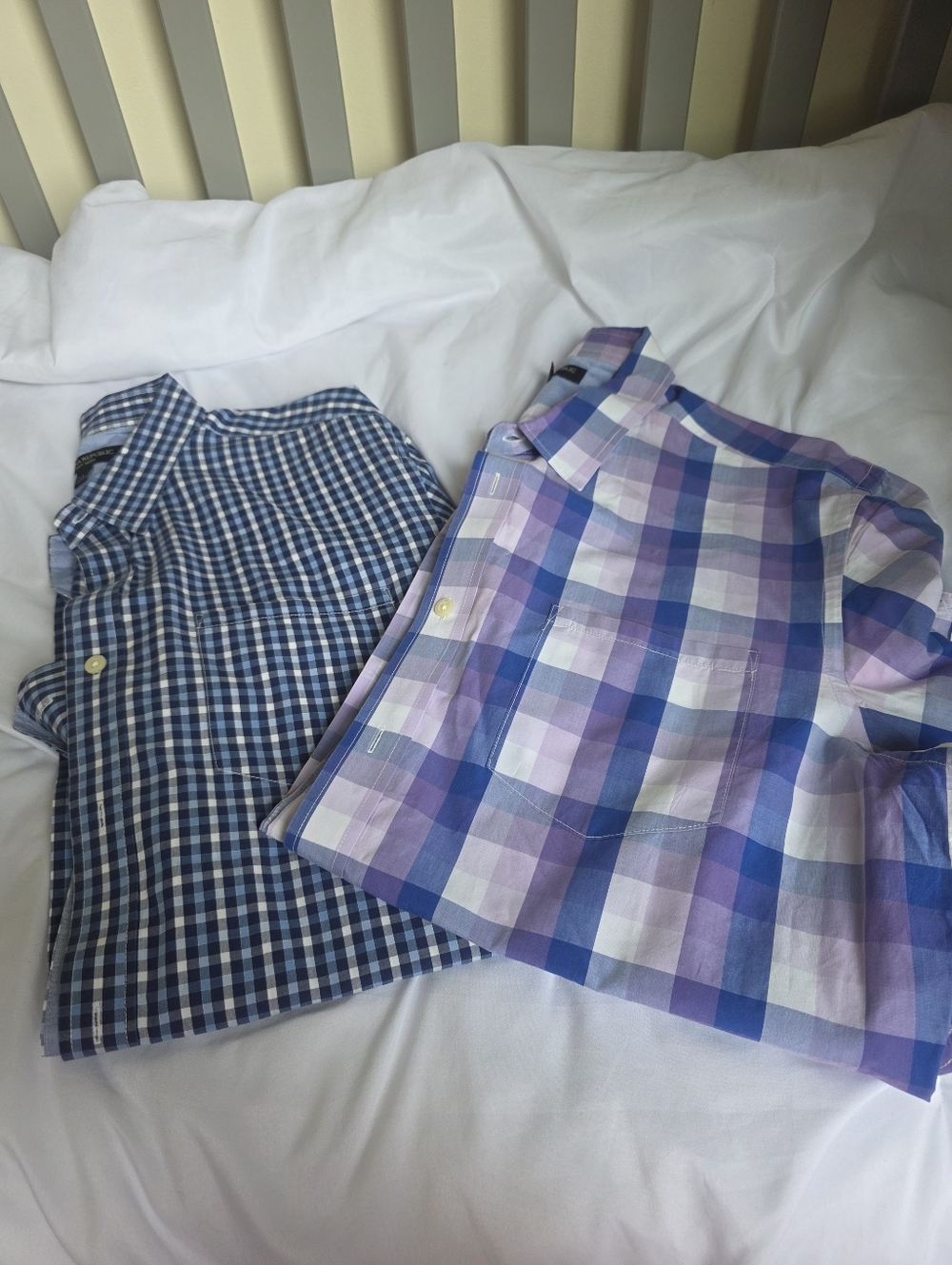 Banana Republic Men's Blue & Purple Plaid Soft Wash Button-Up Shirts Size Large